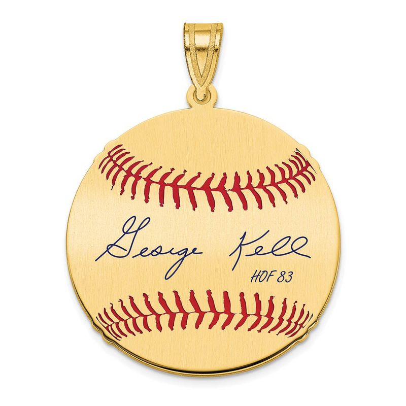 14k Gold Plated George Kell Signature Md Enamel Baseball Pendant